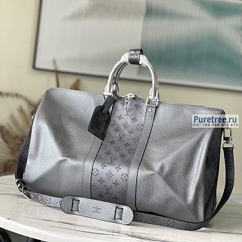 Louis Vuitton |  Keepall Bandoulière 50 White Taiga Leather M53766 - 50 x 29 x 23cm