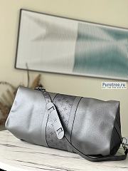 Louis Vuitton |  Keepall Bandoulière 50 White Taiga Leather M53766 - 50 x 29 x 23cm - 4