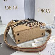 DIOR | Medium Lady D-lite Bag Beige Jute Canvas Embroidered With Union Motif - 24 x 20 x 11cm - 6