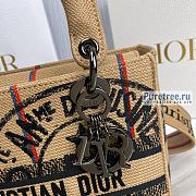 DIOR | Medium Lady D-lite Bag Beige Jute Canvas Embroidered With Union Motif - 24 x 20 x 11cm - 2