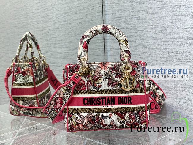 DIOR | Medium Lady D-lite Bag Multicolor Butterfly Embroidery - 24 x 20 x 11cm - 1