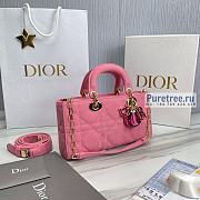 DIOR | Lady D-joy Bag Pink Cannage Denim - 26 x 13.5 x 5cm - 6