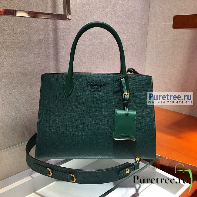 PRADA |  Monochrome Medium Saffiano Bag Green 1BA155 - 33 x 24.5 x 15cm - 1