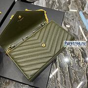 YSL | Cassandre Matelassé Chain Wallet In Olive Green Grain Leather 22.5x14x4 cm - 3