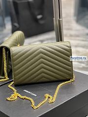 YSL | Cassandre Matelassé Chain Wallet In Olive Green Grain Leather 22.5x14x4 cm - 6