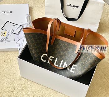 CELINE | Large Couffin Bag In Tan Triomphe Canvas And Calfskin - 68 x 30 x 19cm