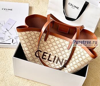 CELINE | Large Couffin Bag In White Triomphe Canvas And Calfskin - 68 x 30 x 19cm