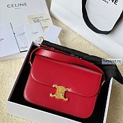 CELINE | Classique Triomphe Bag In Red Calfskin - 22 x 16.5 x 7cm - 1