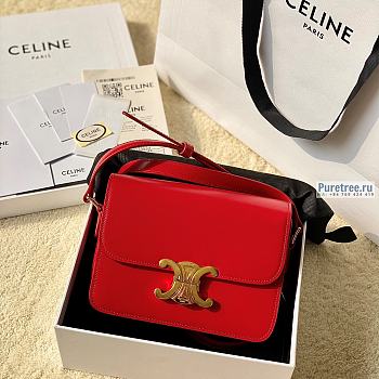 CELINE | Teen Triomphe Bag In Red Calfskin - 18.5 x 14 x 6cm