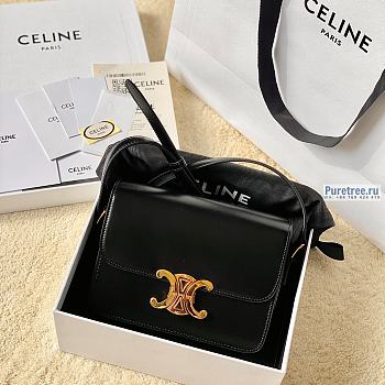 CELINE | Teen Triomphe Bag In Black Calfskin - 18.5 x 14 x 6cm
