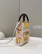 FENDI | Mini Sunshine Shopper Fendace Printed White Leather Mini Bag - 18 x 13 x 6.5cm - 3