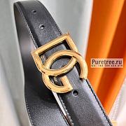 D&G | Black Leather Belt With Gold - 3.0cm - 4
