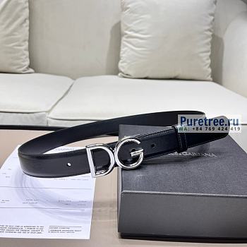 D&G | Black Leather Belt With Silver - 3.0cm