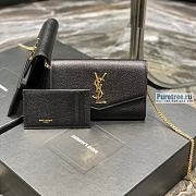 YSL | Uptown Chain Wallet In Black Grain Leather - 19 x 12 x 3cm - 1