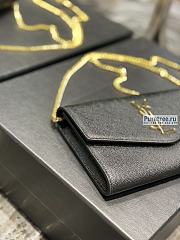 YSL | Uptown Chain Wallet In Black Grain Leather - 19 x 12 x 3cm - 4