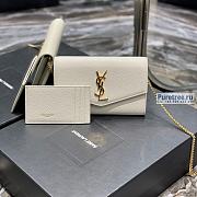 YSL | Uptown Chain Wallet In White Grain Leather - 19 x 12 x 3cm - 1