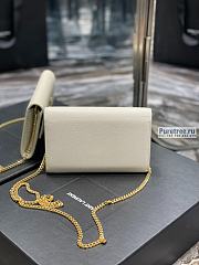 YSL | Uptown Chain Wallet In White Grain Leather - 19 x 12 x 3cm - 3