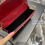 YSL | Uptown Chain Wallet In Red Grain Leather - 19 x 12 x 3cm - 2