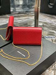 YSL | Uptown Chain Wallet In Red Grain Leather - 19 x 12 x 3cm - 4