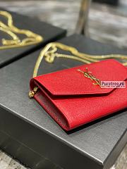 YSL | Uptown Chain Wallet In Red Grain Leather - 19 x 12 x 3cm - 5