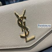 YSL | Uptown Chain Wallet In Beige Grain Leather - 19 x 12 x 3cm - 2