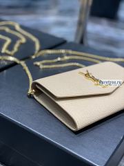 YSL | Uptown Chain Wallet In Beige Grain Leather - 19 x 12 x 3cm - 4