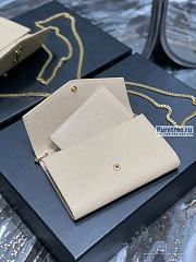 YSL | Uptown Chain Wallet In Beige Grain Leather - 19 x 12 x 3cm - 5