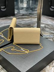 YSL | Uptown Chain Wallet In Beige Grain Leather - 19 x 12 x 3cm - 6