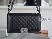 CHANEL | Boy Handbag Black Grained Calfskin & Silver Metal - 25 x 15 x 9cm - 1