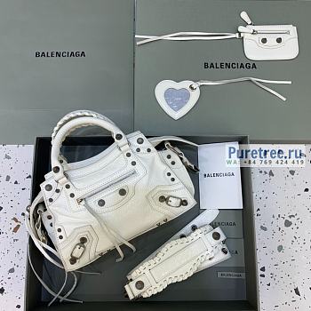 BALENCIAGA | Neo Cagole XS Handbag In White Lambskin - 26 x 12 x 18cm