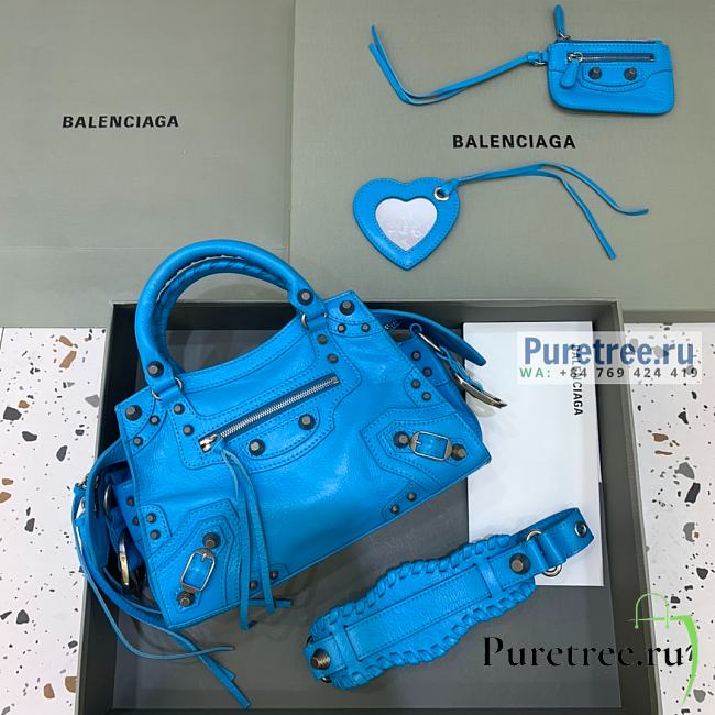 BALENCIAGA | Neo Cagole XS Handbag In Blue Lambskin - 26 x 12 x 18cm - 1