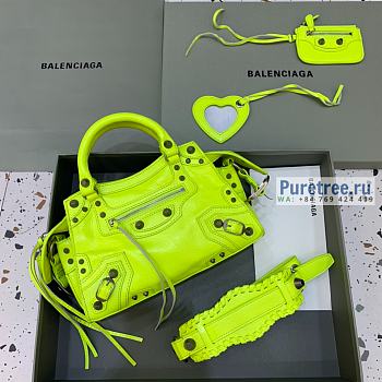 BALENCIAGA | Neo Cagole XS Handbag In Neon Yellow Lambskin - 26 x 12 x 18cm