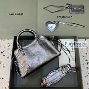 BALENCIAGA | Neo Cagole XS Handbag With Rhinestones In Dark Grey Lambskin - 26 x 12 x 18cm - 2