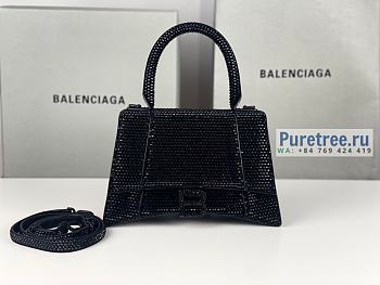 BALENCIAGA | Hourglass Small Handbag Black With Rhinestones - 23 x 10 x 14cm