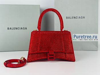 BALENCIAGA | Hourglass Small Handbag Red With Rhinestones - 23 x 10 x 14cm