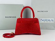 BALENCIAGA | Hourglass Small Handbag Red With Rhinestones - 23 x 10 x 14cm - 3