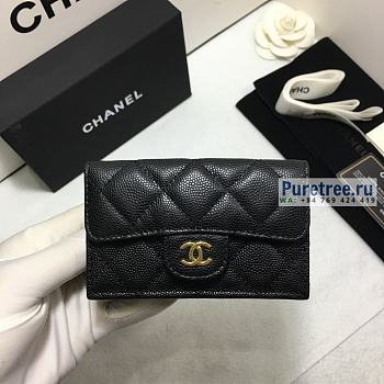 CHANEL | Classic Flap Wallet Gold/Black Caviar - 10.5 x 7.5 x 3cm