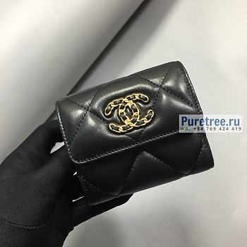 CHANEL | 19 Small Flap Wallet Black Lambskin AP1064 - 11 x 9.5 x 3cm