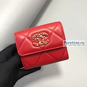 CHANEL | 19 Small Flap Wallet Red Lambskin AP1064 - 11 x 9.5 x 3cm - 1