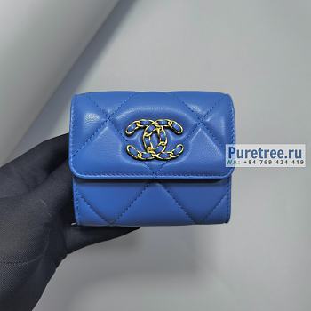 CHANEL | 19 Small Flap Wallet Blue Lambskin AP1064 - 11 x 9.5 x 3cm