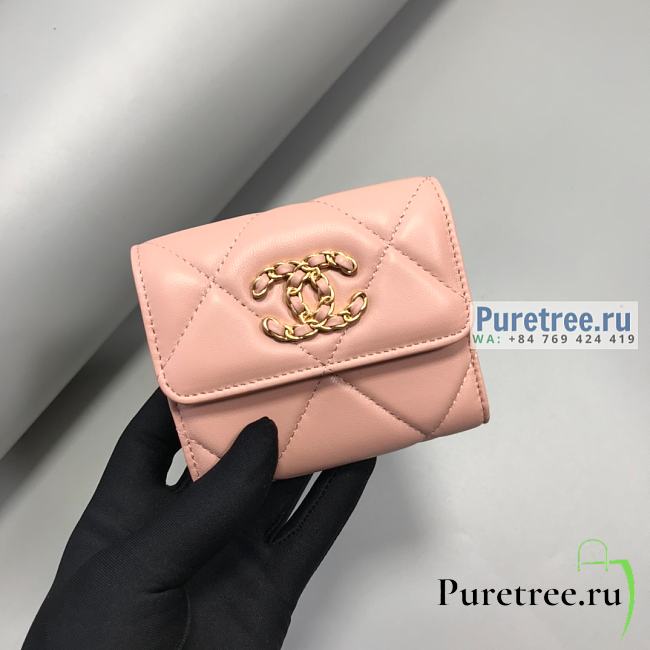 CHANEL | 19 Small Flap Wallet Pink Lambskin AP1064 - 11 x 9.5 x 3cm - 1