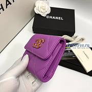 CHANEL | 19 Small Flap Wallet Purple Lambskin AP1064 - 11 x 9.5 x 3cm - 3