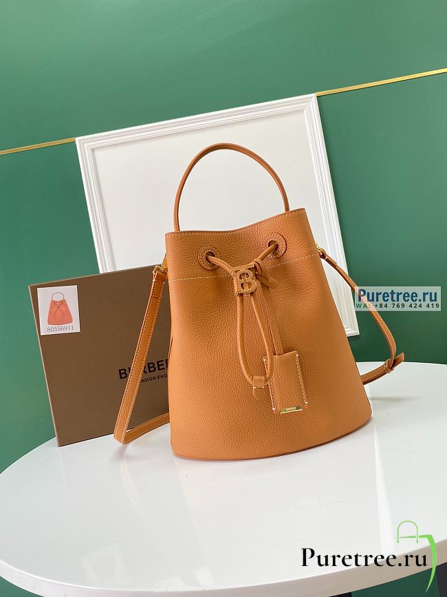 BURBERRY | Small TB Bucket Bag In Brown Grainy Leather - 16 x 26 x 26cm - 1