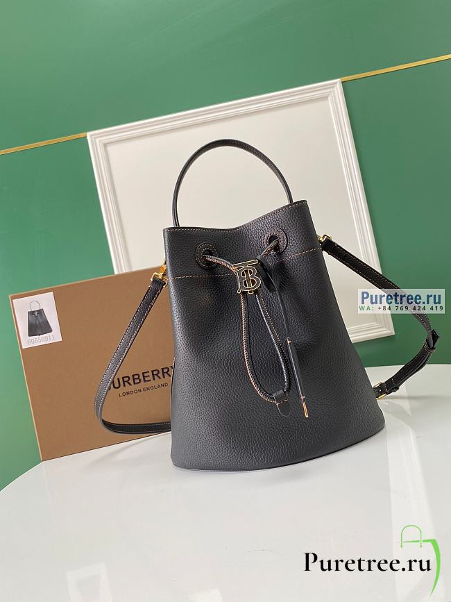 BURBERRY | Small TB Bucket Bag In Black Grainy Leather - 16 x 26 x 26cm - 1