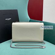 YSL | Kate Medium Chain Bag In Silver/White Grain Leather - 24 x 14.5 x 5.5cm - 4