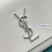 YSL | Kate Medium Chain Bag In Silver/White Grain Leather - 24 x 14.5 x 5.5cm - 6