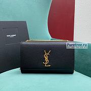 YSL | Kate Medium Chain Bag In Gold/Black Grain Leather - 24 x 14.5 x 5.5cm - 1