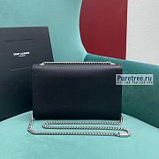 YSL | Kate Medium Chain Bag In Silver/Black Grain Leather - 24 x 14.5 x 5.5cm - 2