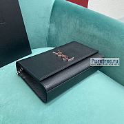 YSL | Kate Medium Chain Bag In Silver/Black Grain Leather - 24 x 14.5 x 5.5cm - 5