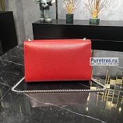 YSL | Kate Medium Chain Bag In Silver/Red Grain Leather - 24 x 14.5 x 5.5cm - 2